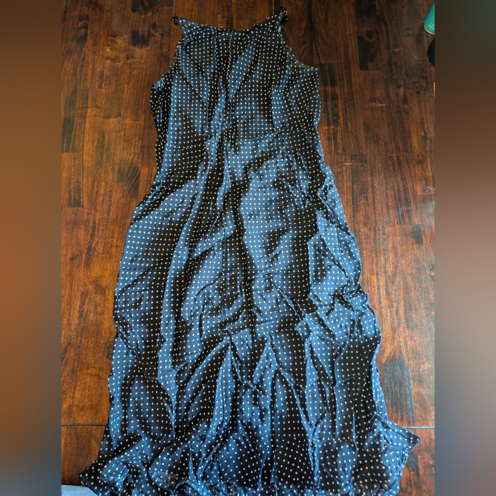 Elegant Blue Polka Dot Dress